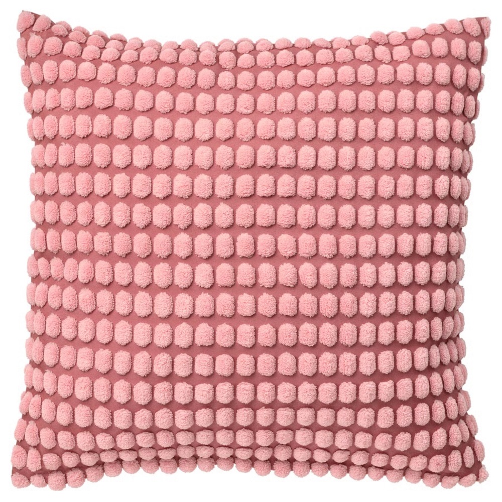 Textured Pom-Pom Throw Cushion Cover - Dusty Pink
